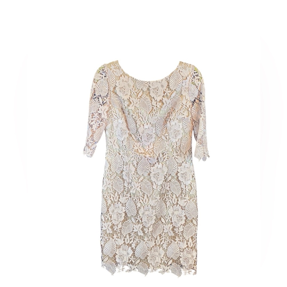 Eliza J Ivory Lace Mini Dress with Floral Motif